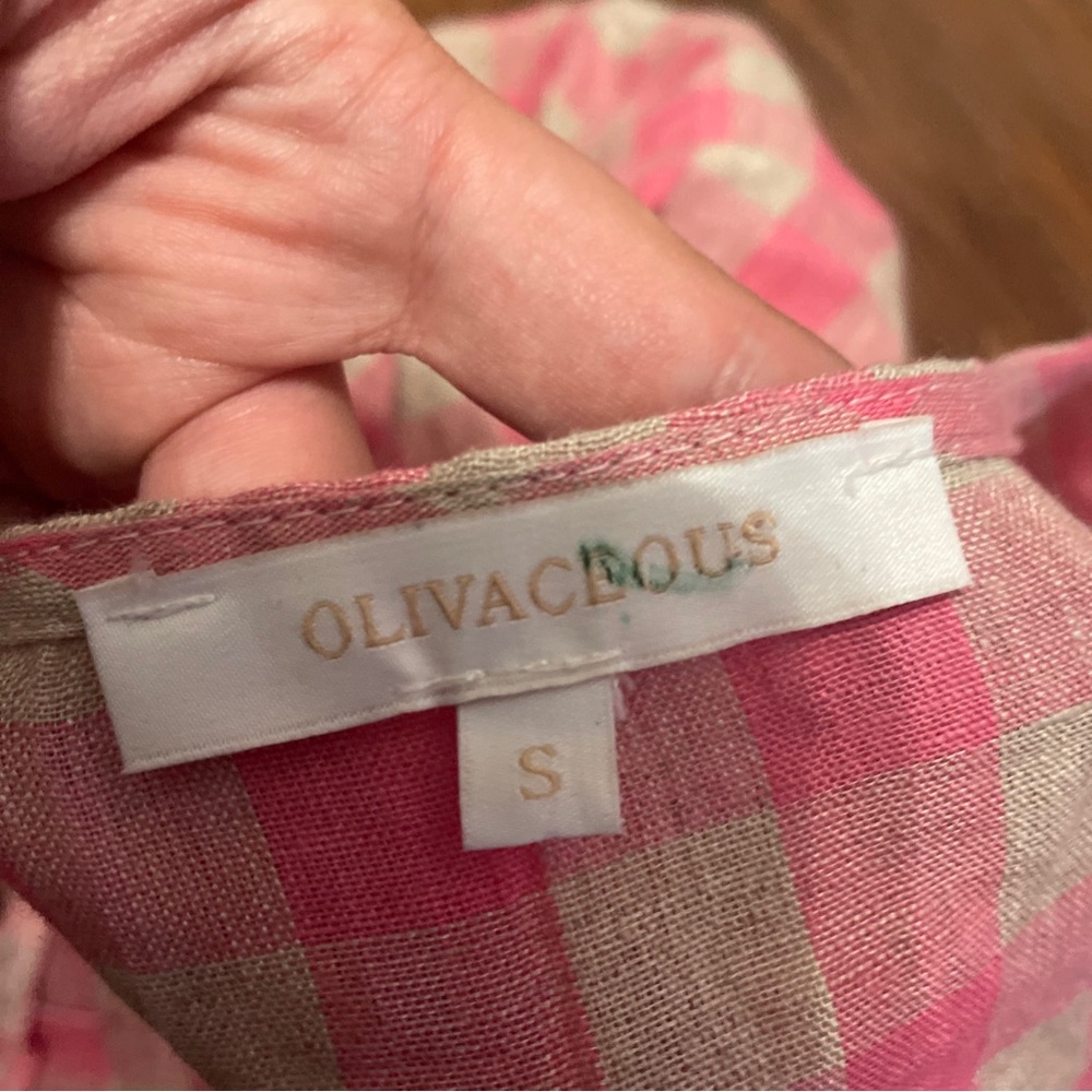 💖 Olivaceous Pink Gingham Wrap‎ Blouse - Picture 6 of 6